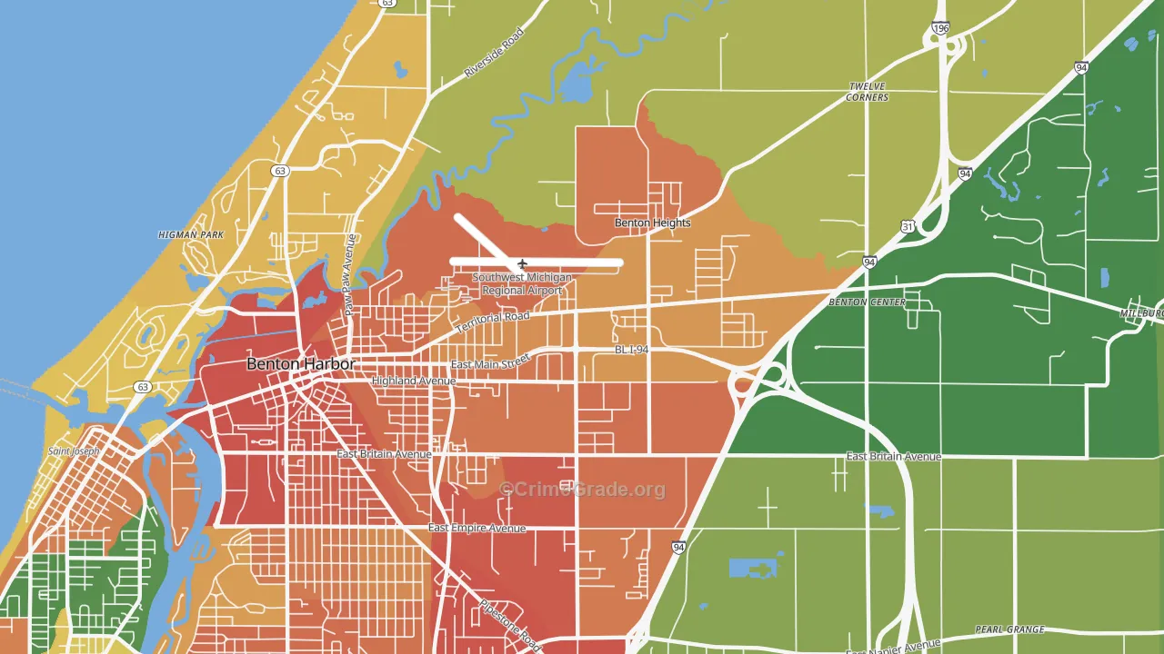 Benton Heights, MI Map of Vandalism Rates