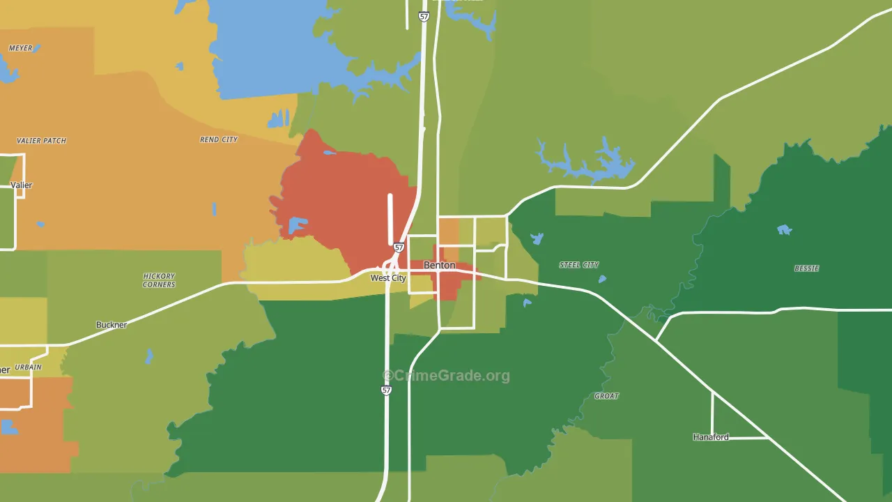 Benton, IL Map of Vandalism Rates