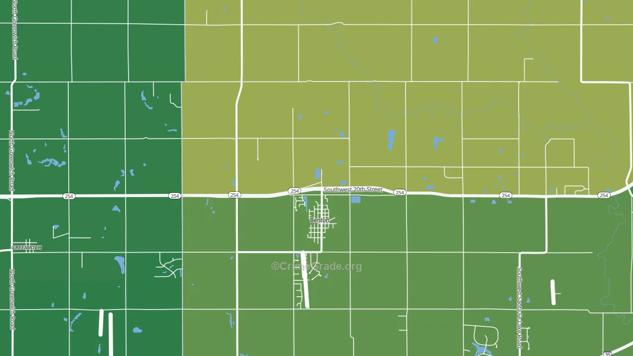 Benton, KS Map of Vandalism Rates