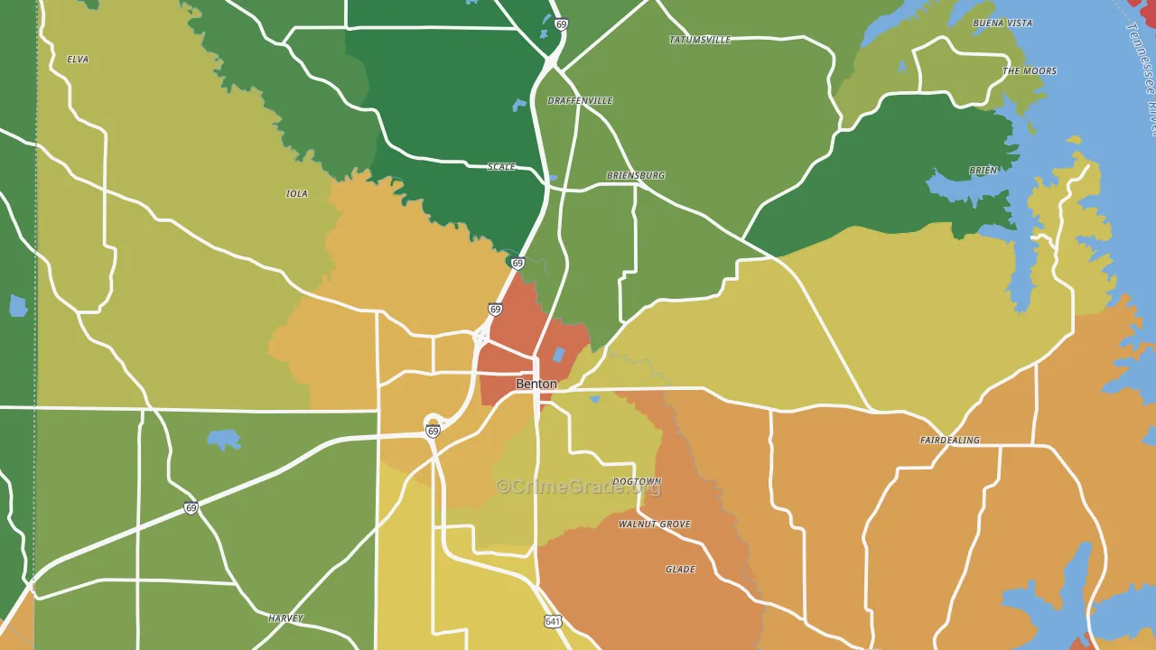 Benton, KY Map of Vandalism Rates
