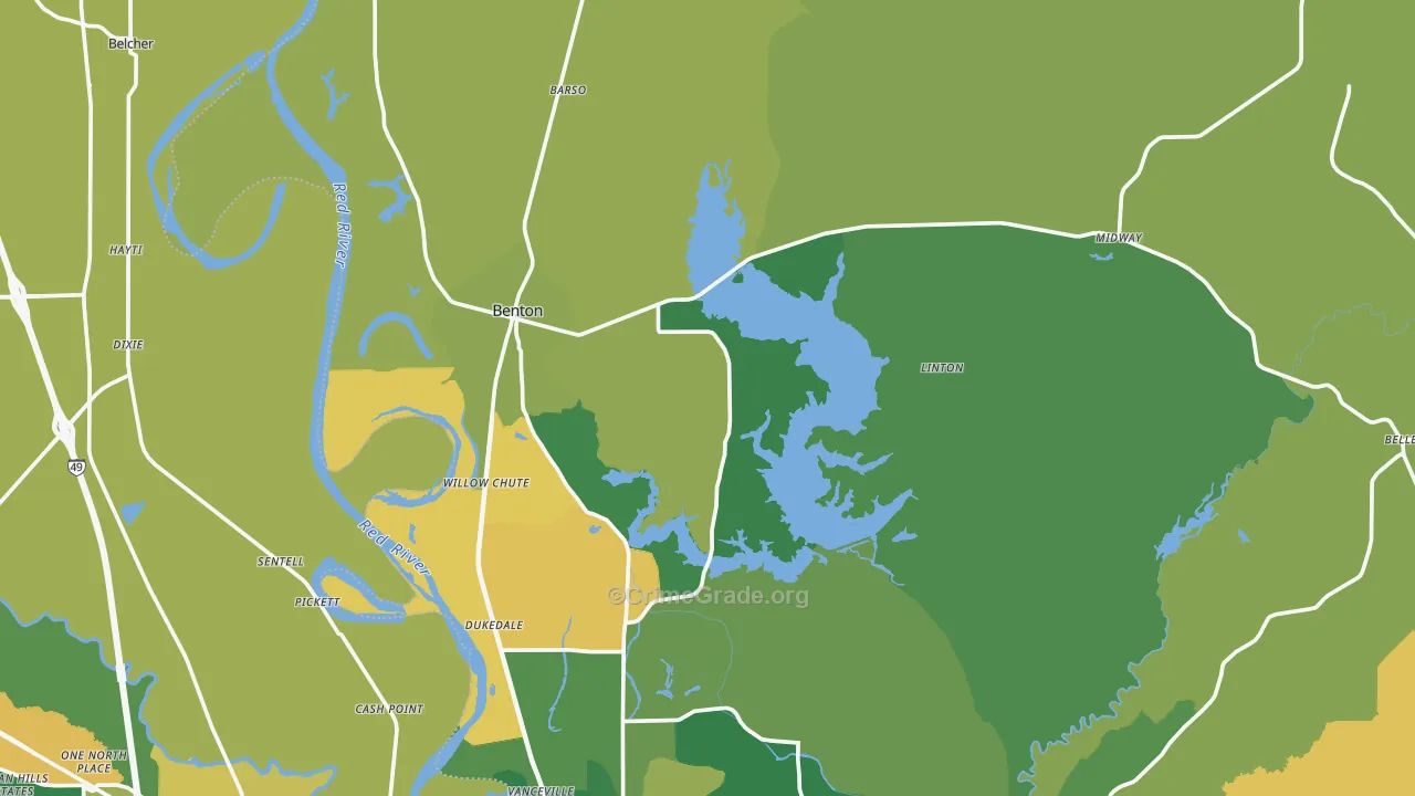 Benton, LA Map of Vandalism Rates