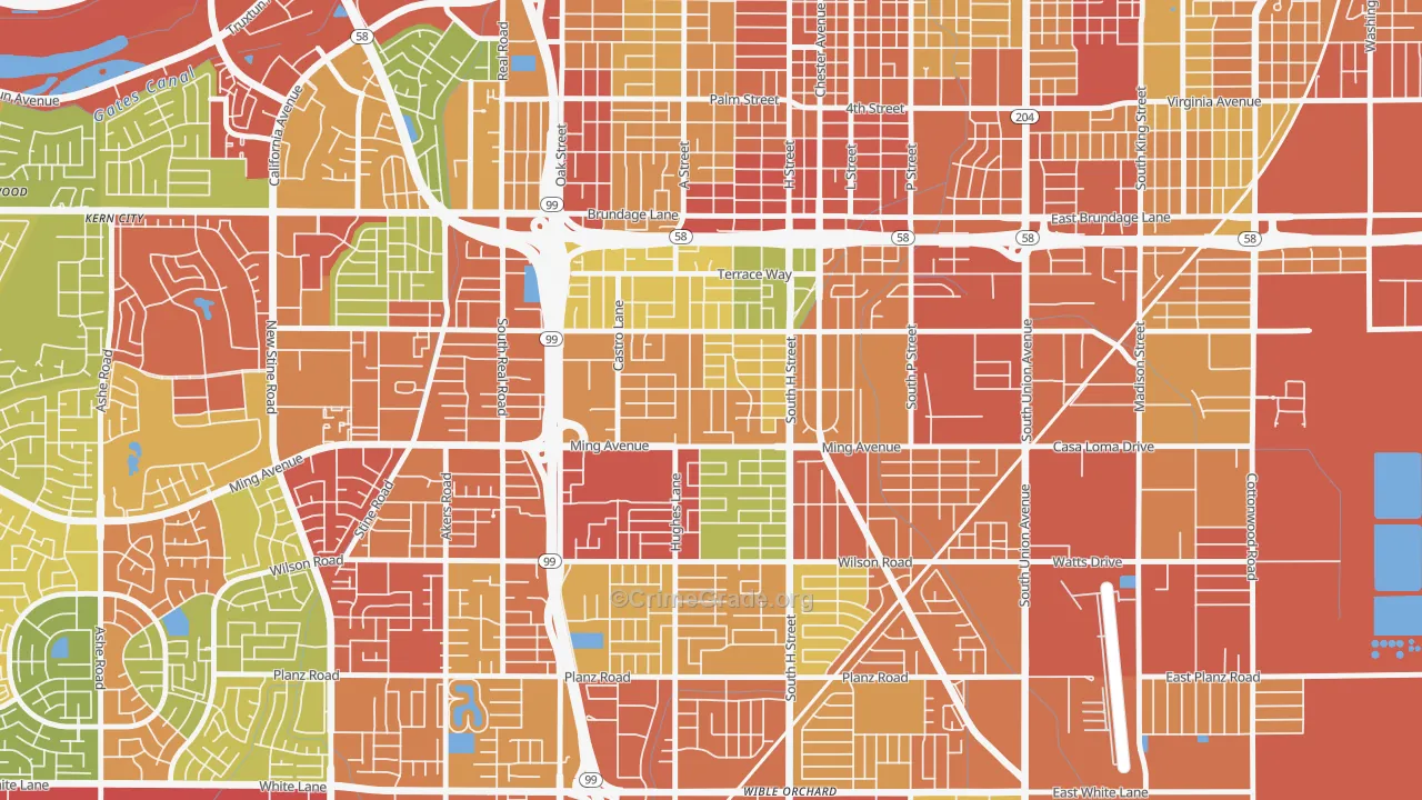 Benton Park, Bakersfield, CA Map of Vandalism Rates