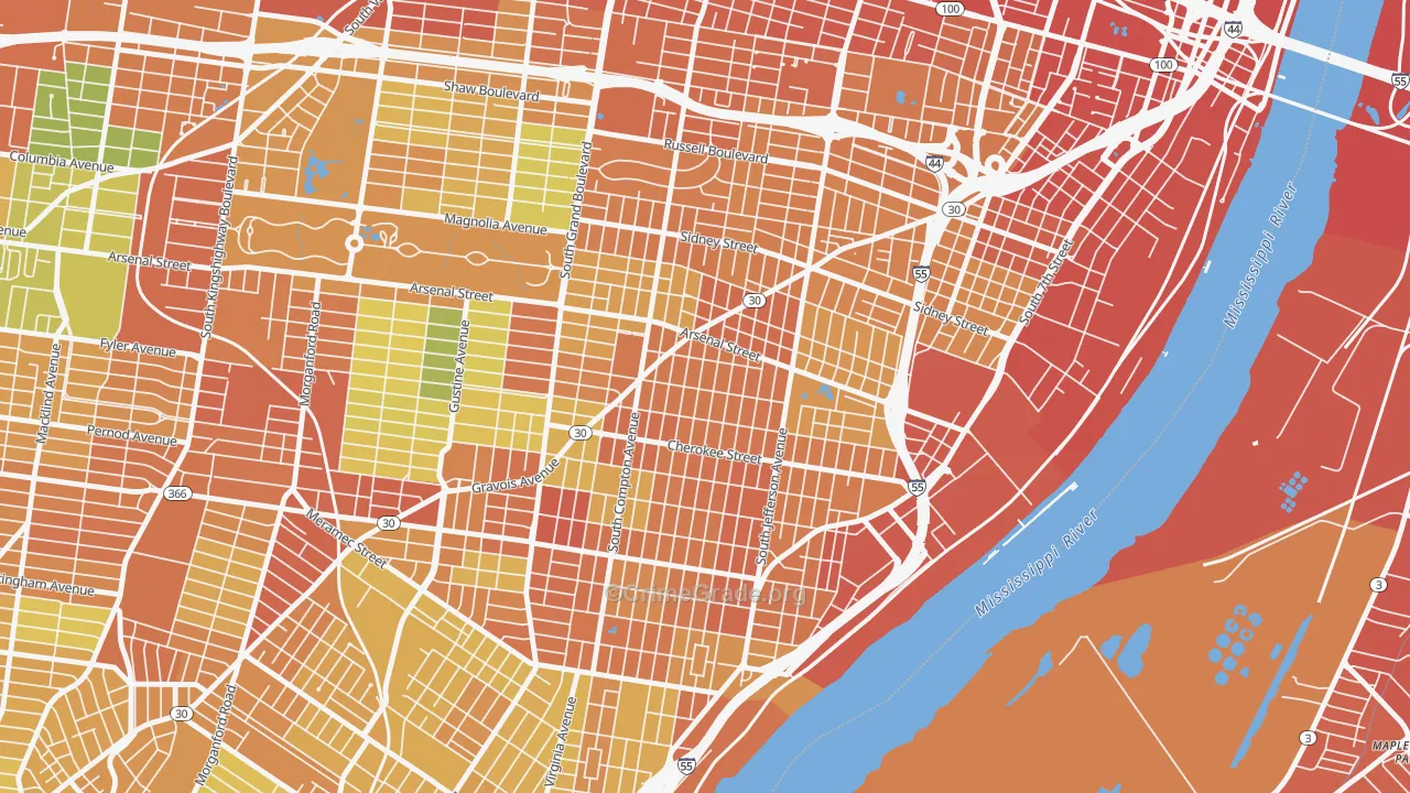 Benton Park West, St. Louis, MO Map of Vandalism Rates