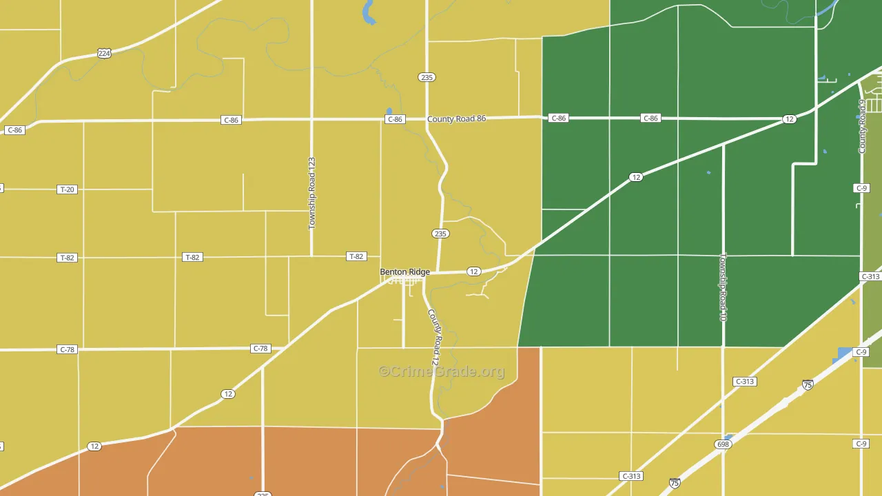 Benton Ridge, OH Map of Vandalism Rates