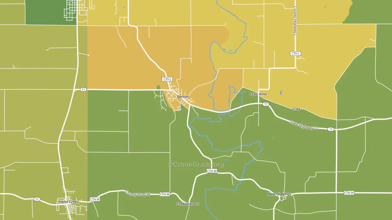 Benton, WI Map of Vandalism Rates