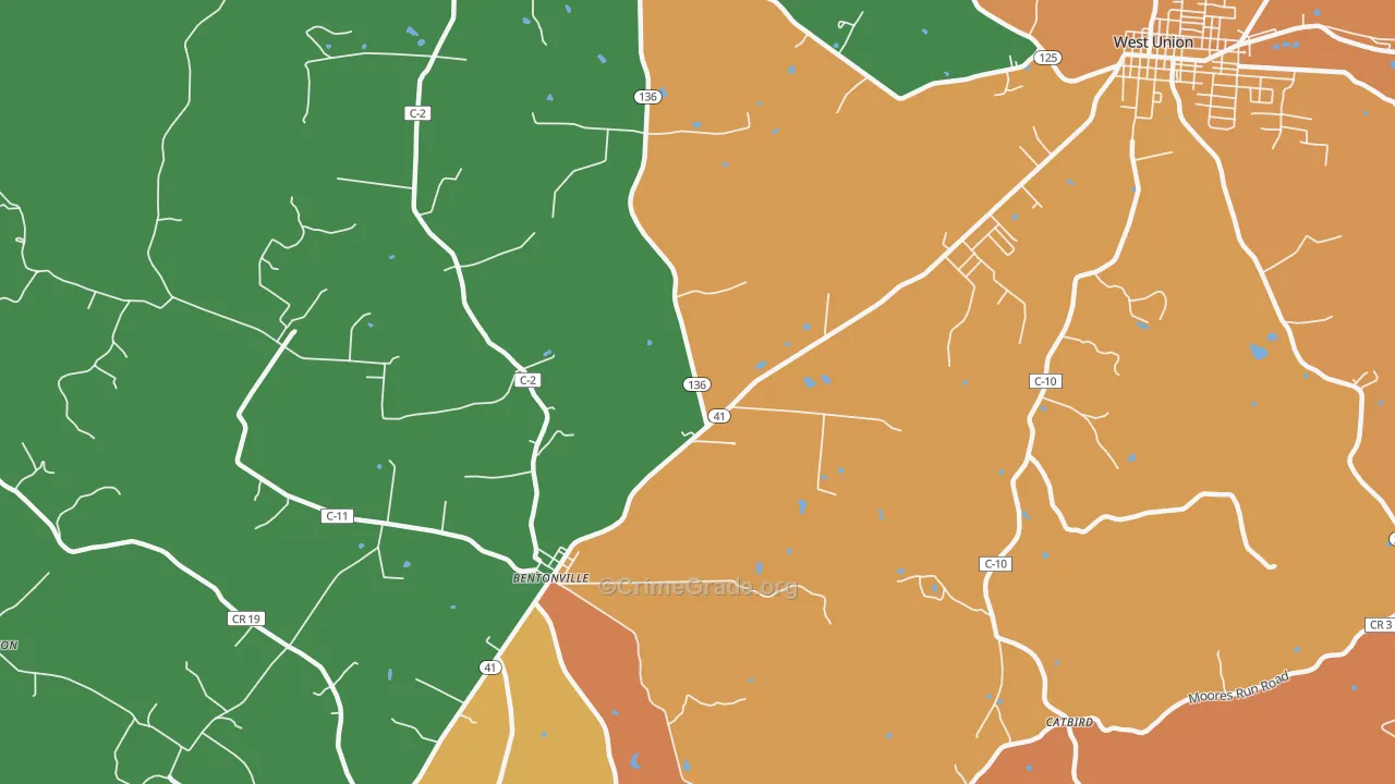 Bentonville, OH Map of Vandalism Rates