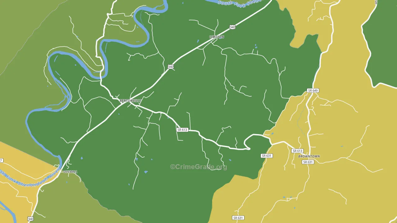 Bentonville, VA Map of Vandalism Rates