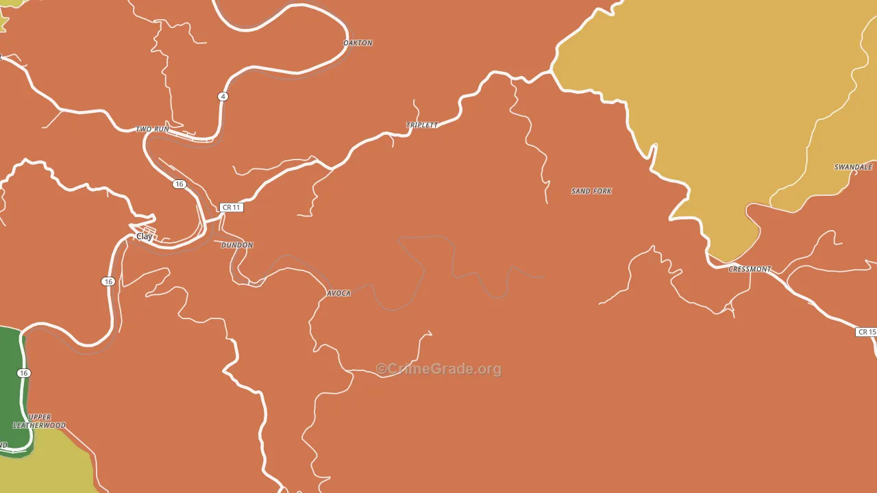 Bentree, WV Map of Vandalism Rates