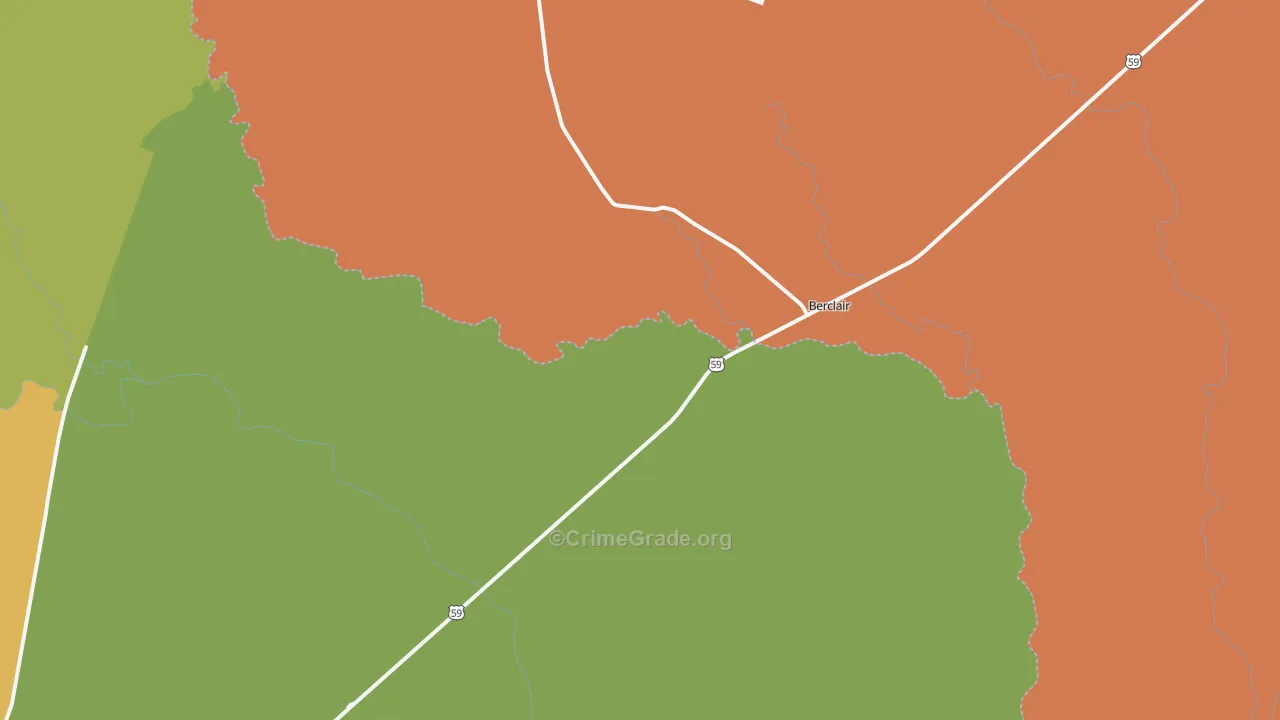 Berclair, TX Map of Vandalism Rates