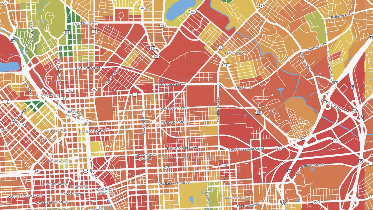 Berea, Baltimore, MD Map of Vandalism Rates