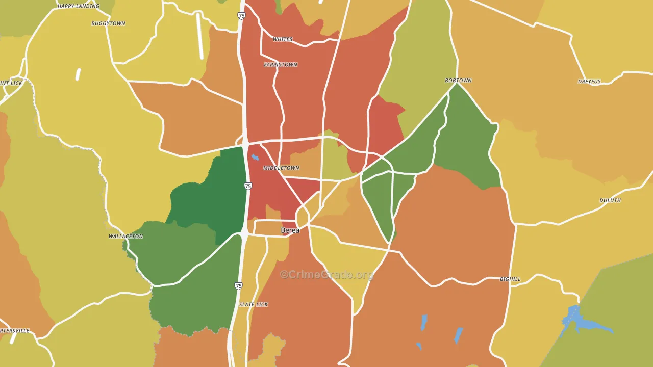 Berea, KY Map of Vandalism Rates