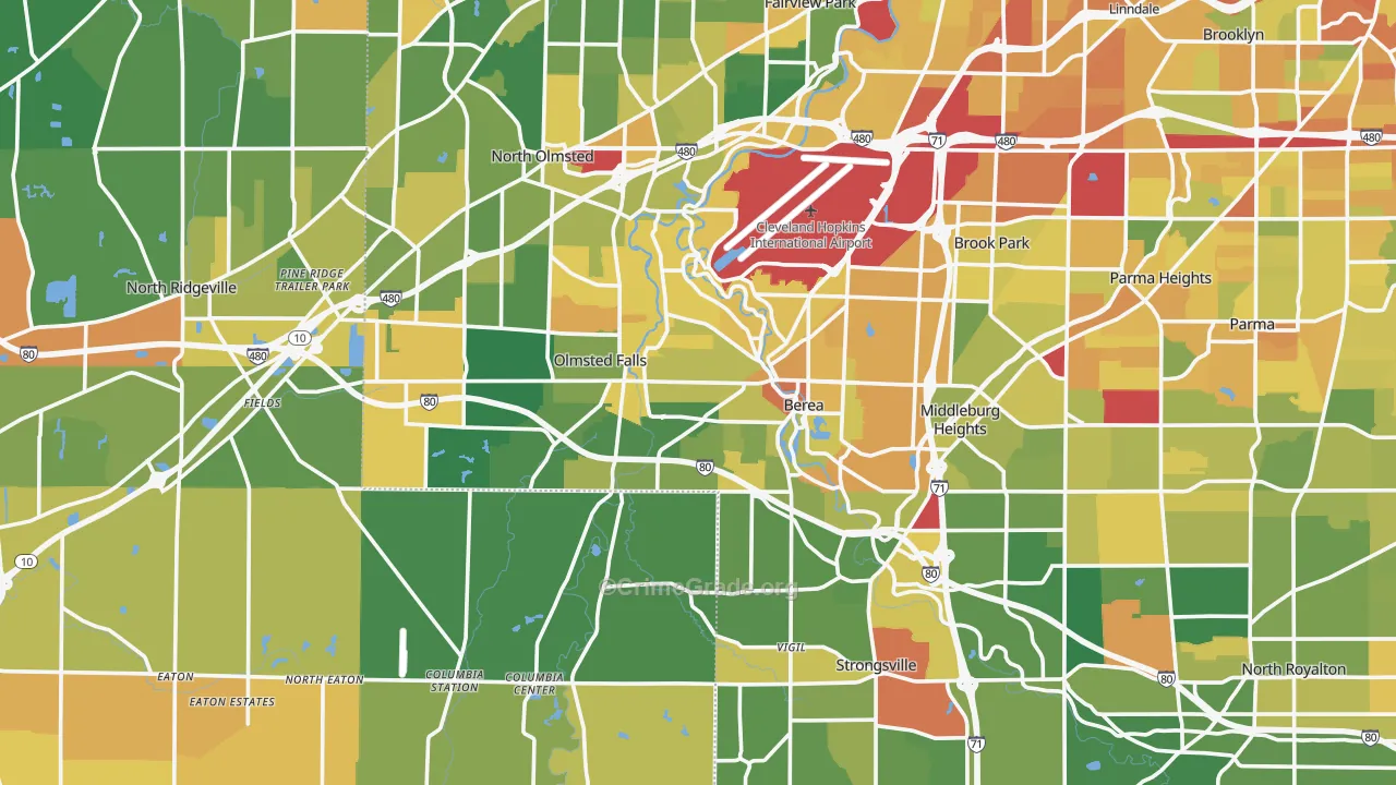 Berea, OH Map of Vandalism Rates