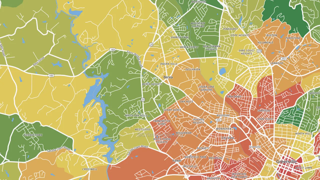 Berea, SC Map of Vandalism Rates