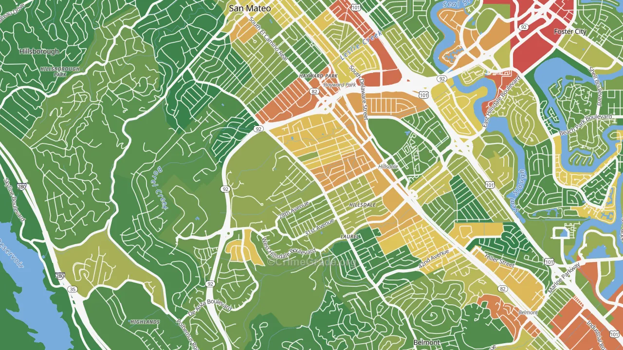 Beresford, San Mateo, CA Map of Vandalism Rates
