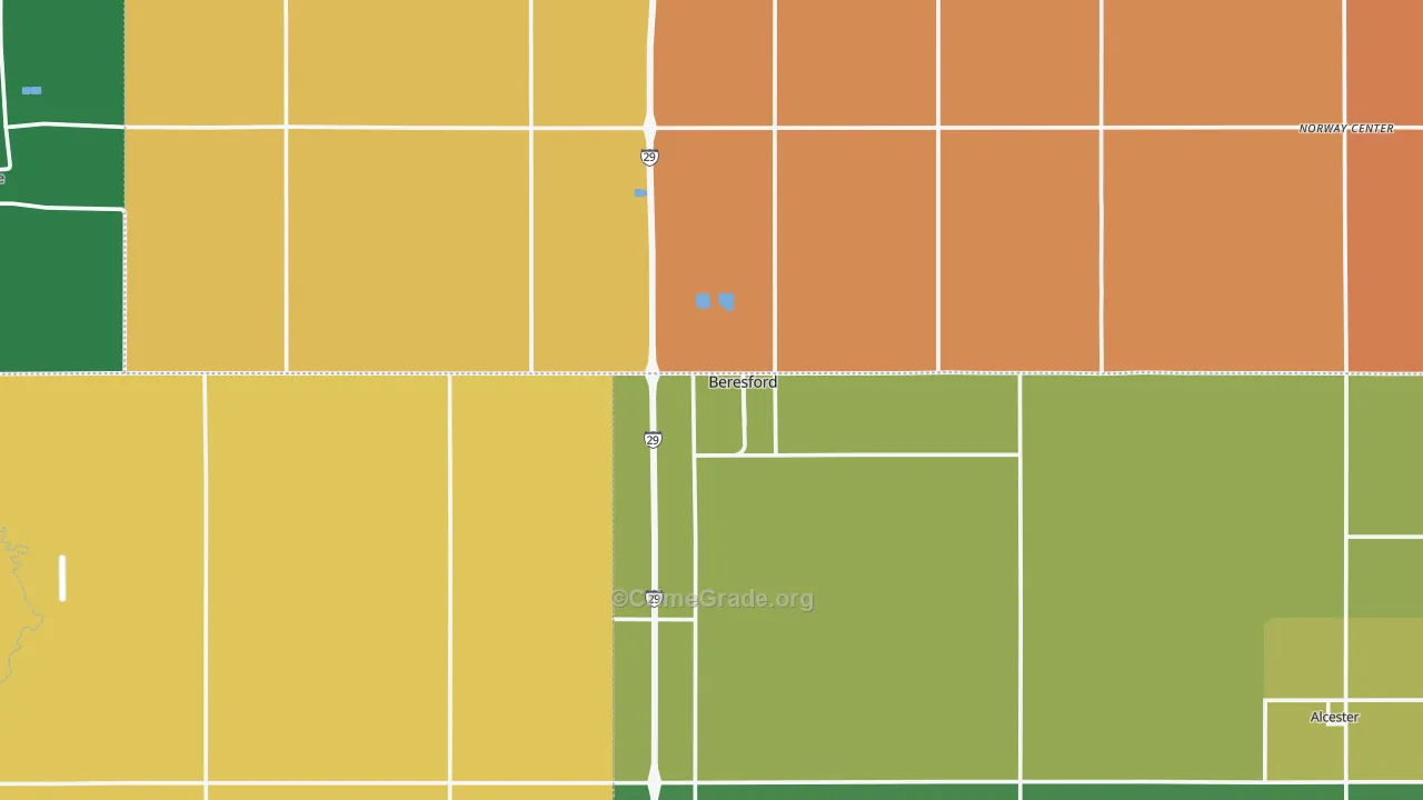 Beresford, SD Map of Vandalism Rates