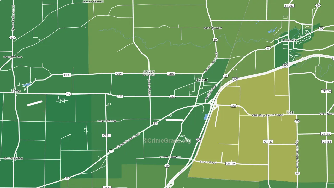 Bergen, NY Map of Vandalism Rates