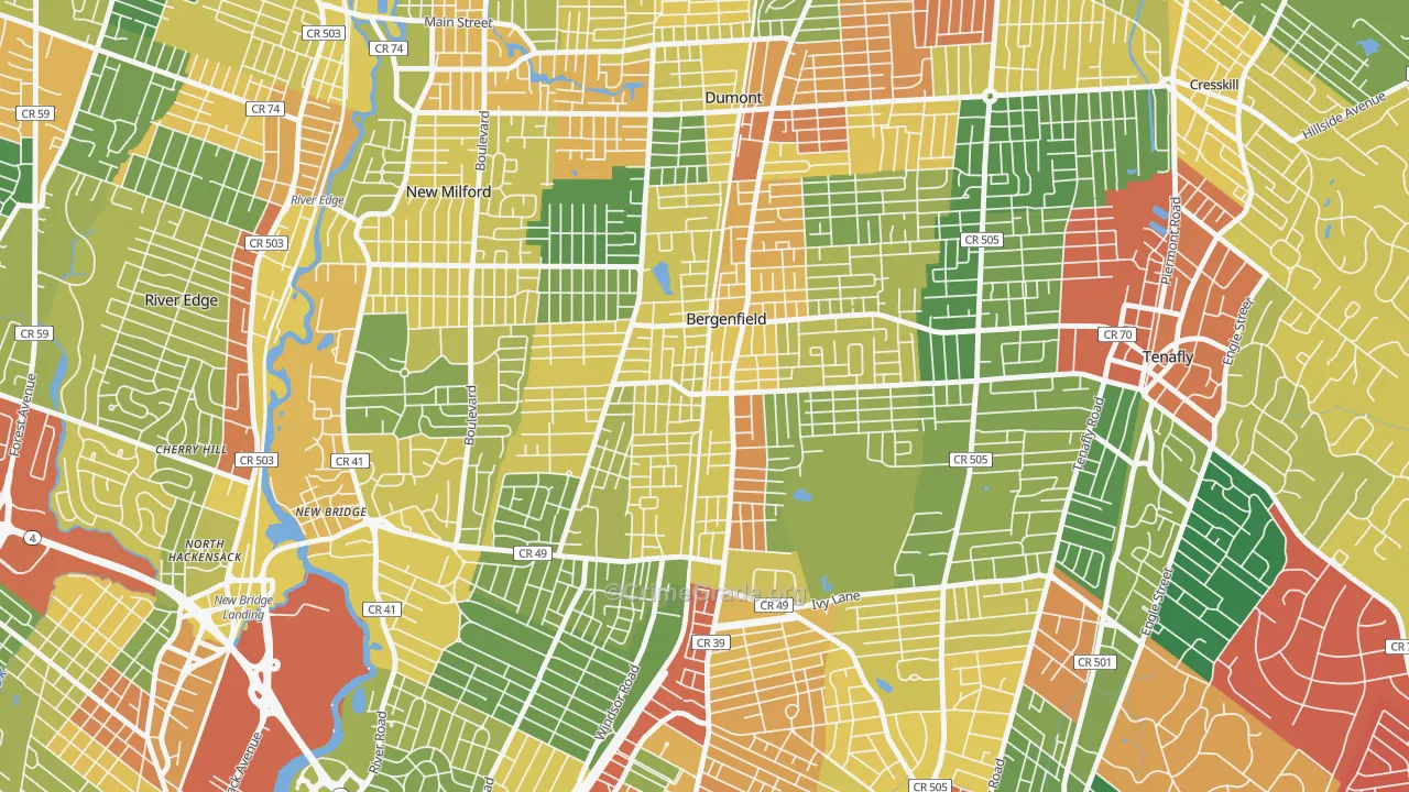 Bergenfield, NJ Map of Vandalism Rates