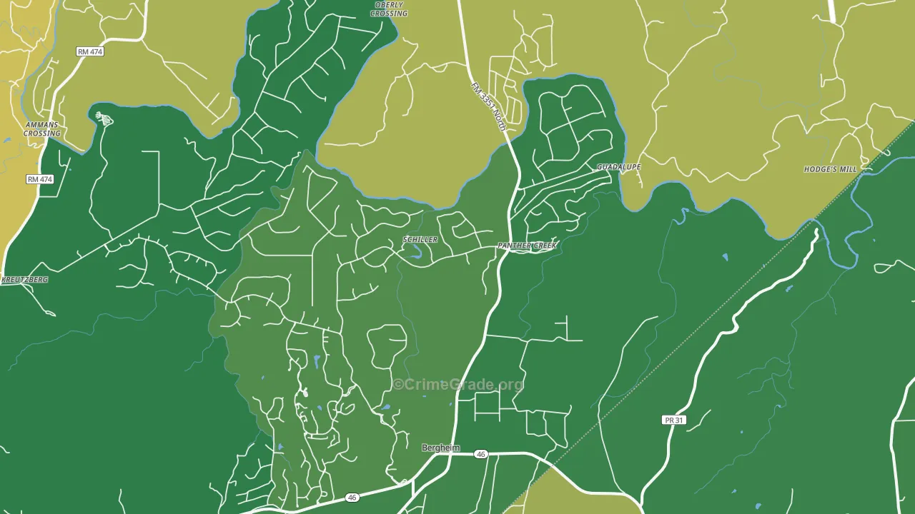 Bergheim, TX Map of Vandalism Rates