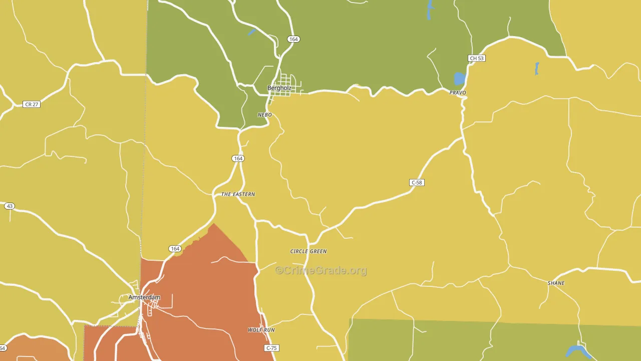 Bergholz, OH Map of Vandalism Rates
