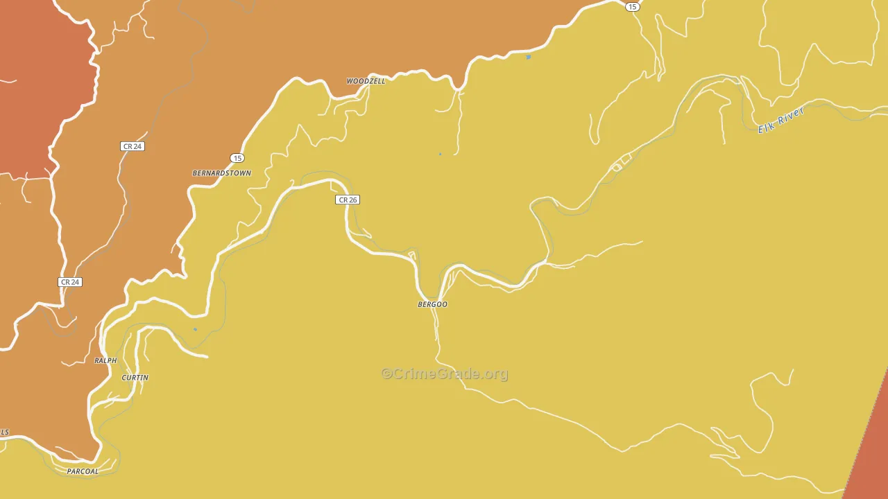 Bergoo, WV Map of Vandalism Rates