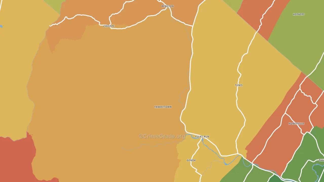 Bergton, VA Map of Vandalism Rates