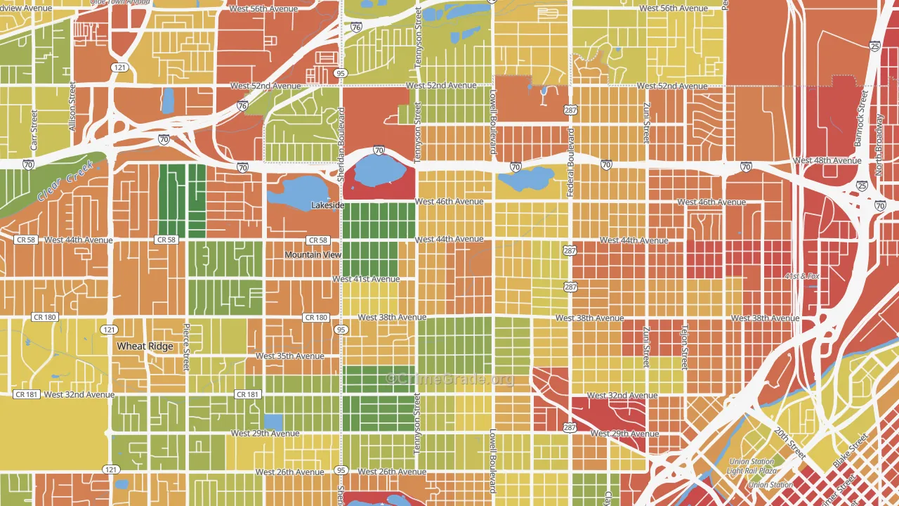 Berkeley, Denver, CO Map of Vandalism Rates