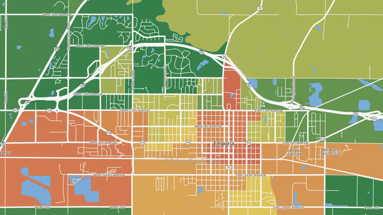 Berkeley Hills, Emporia, KS Map of Vandalism Rates