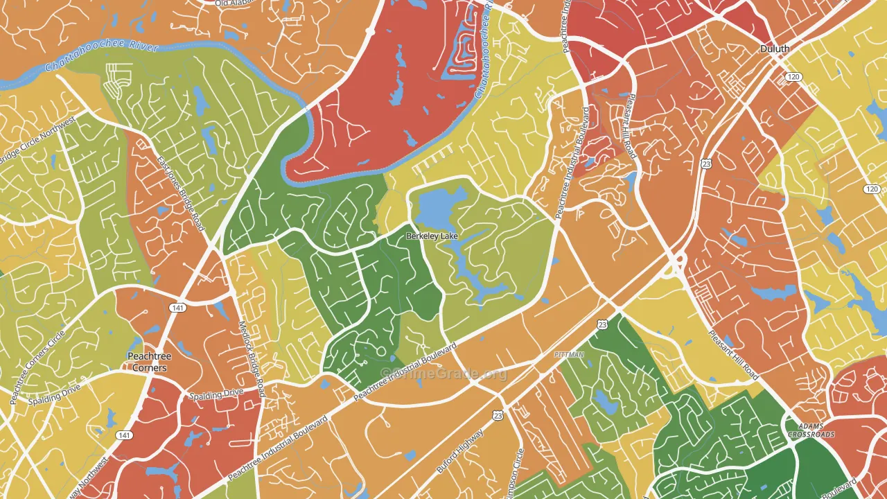 Berkeley Lake, GA Map of Vandalism Rates
