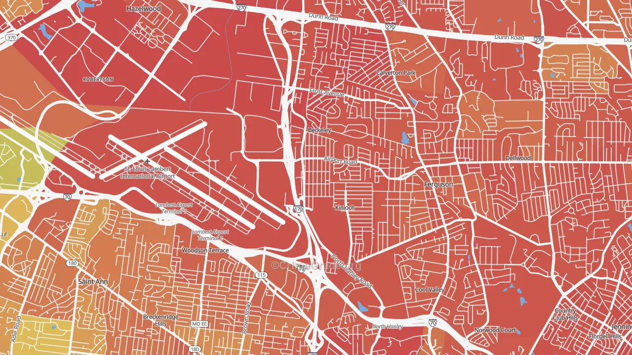 Berkeley, MO Map of Vandalism Rates
