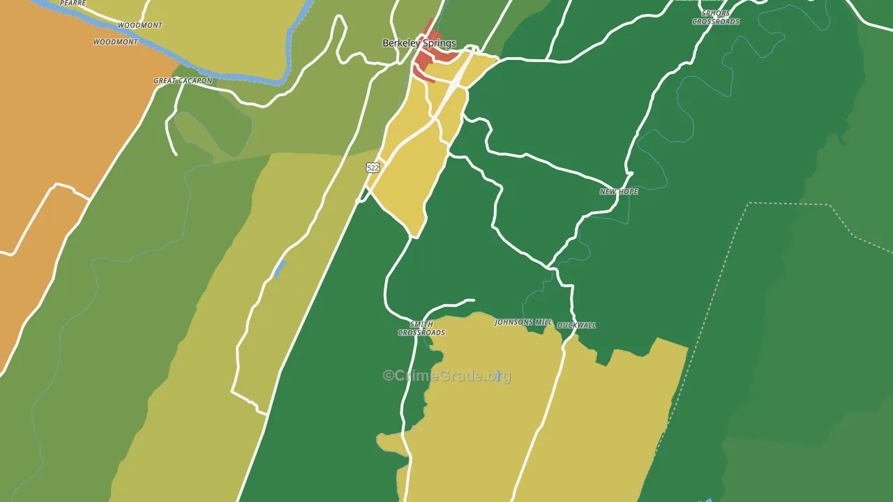 Berkeley Springs, WV Map of Vandalism Rates