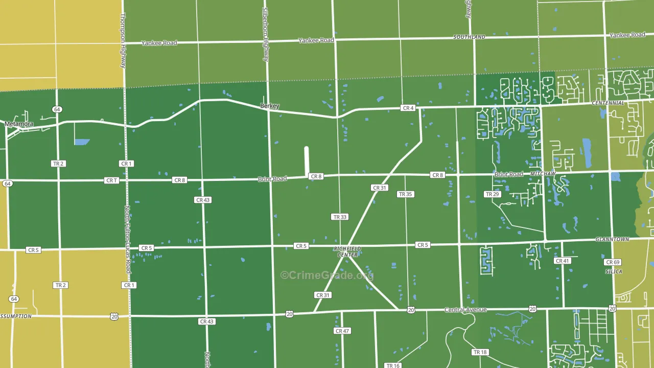 Berkey, OH Map of Vandalism Rates