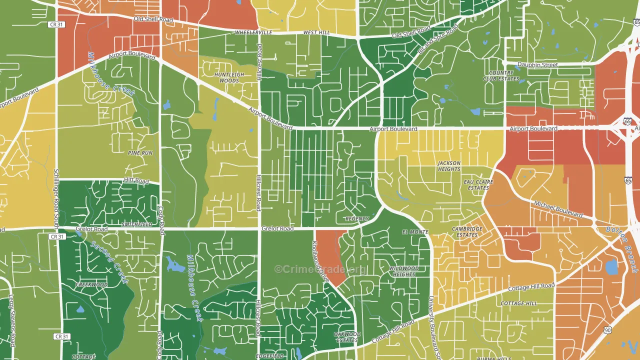 Berkleigh, Mobile, AL Map of Vandalism Rates