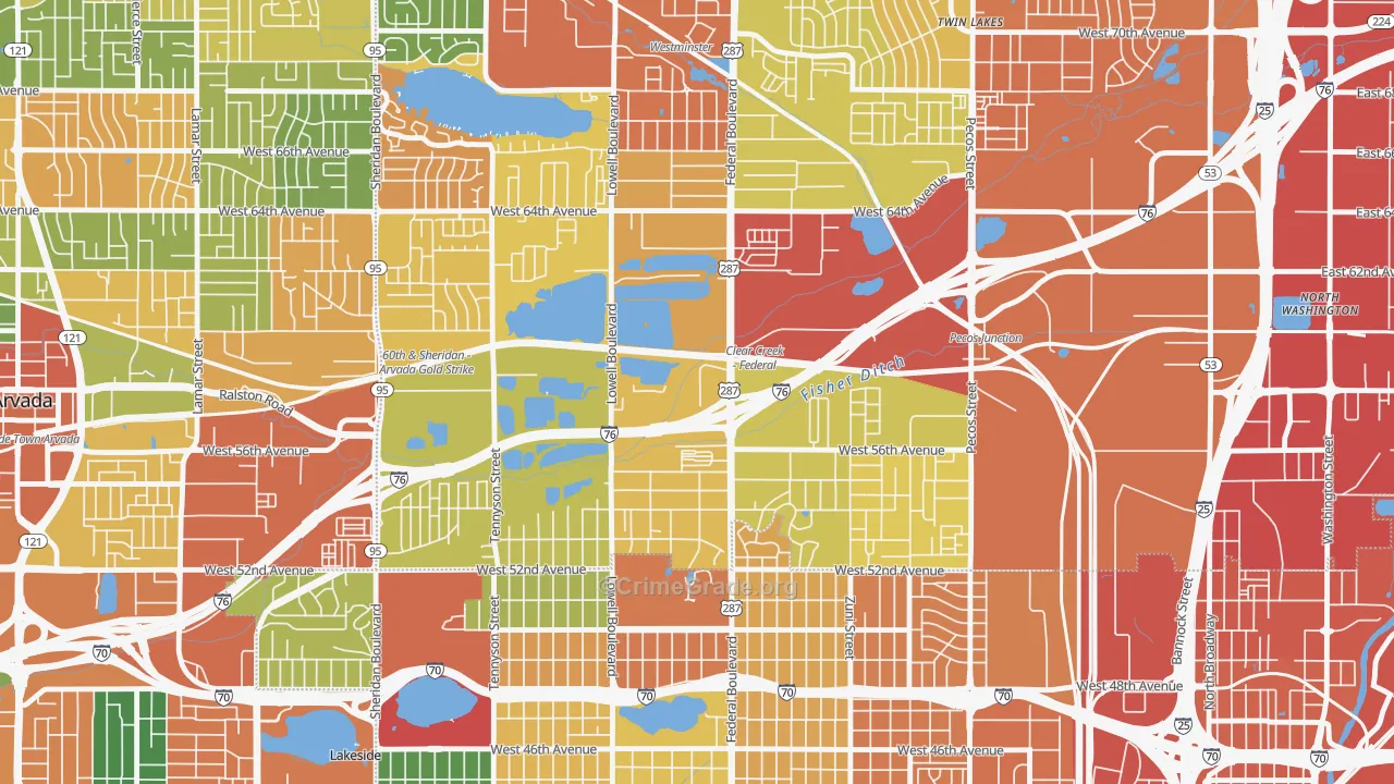 Berkley, CO Map of Vandalism Rates