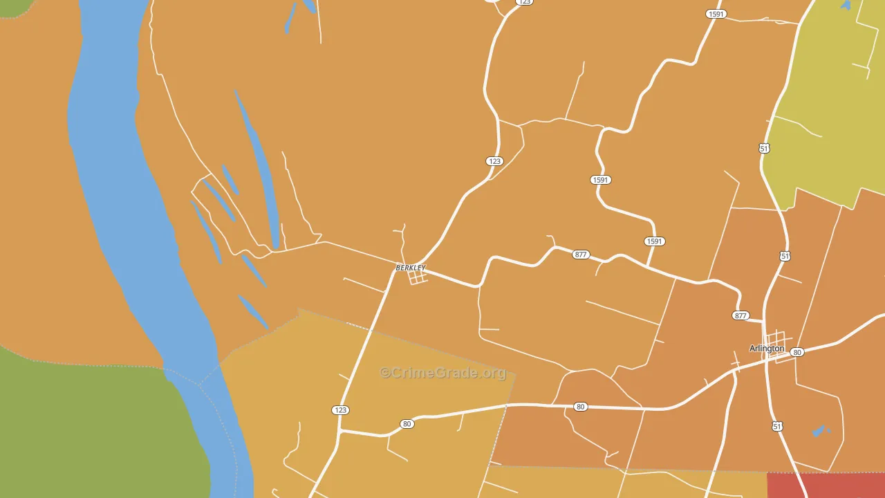 Berkley, KY Map of Vandalism Rates