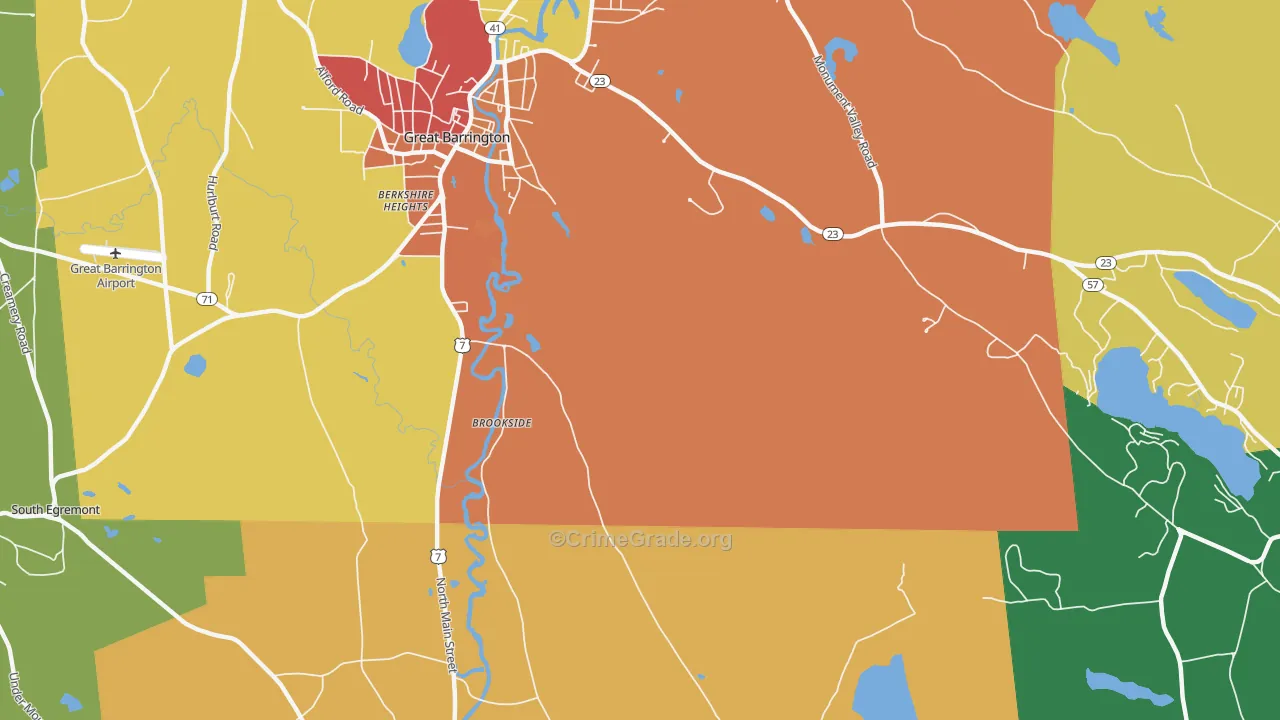 Berkshire Heights, MA Map of Vandalism Rates