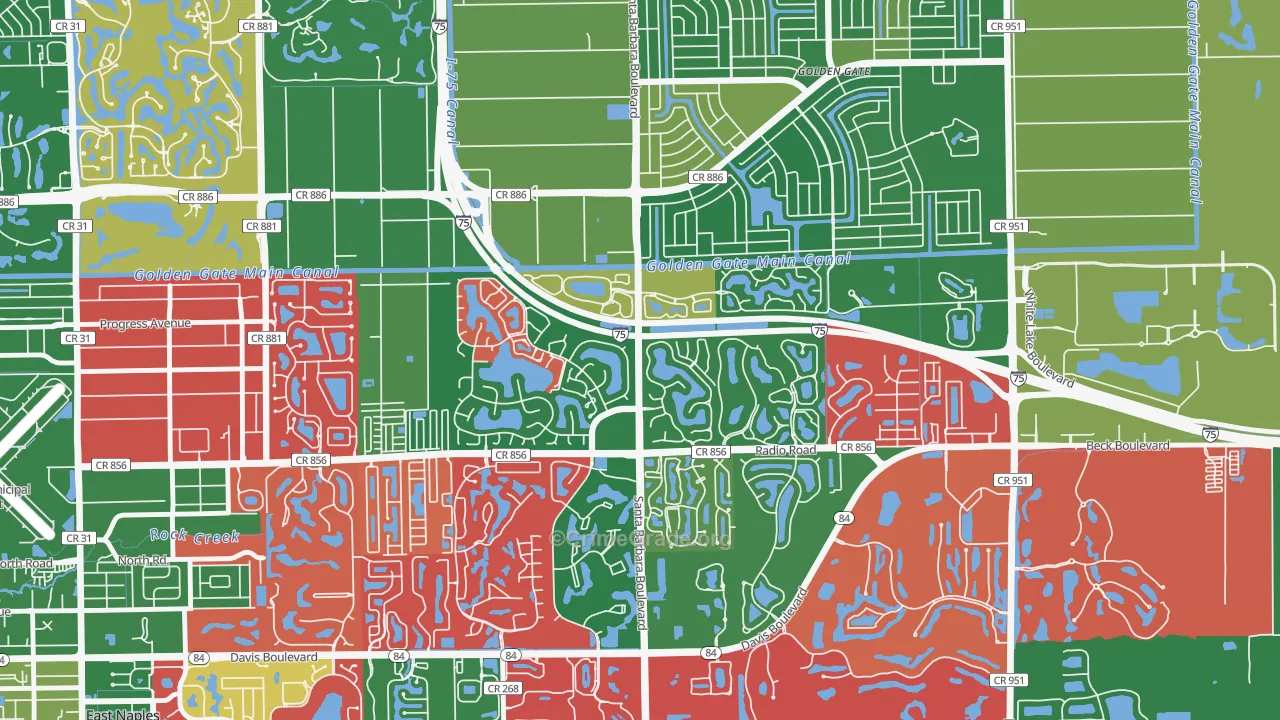 Berkshire Lakes, Naples, FL Map of Vandalism Rates