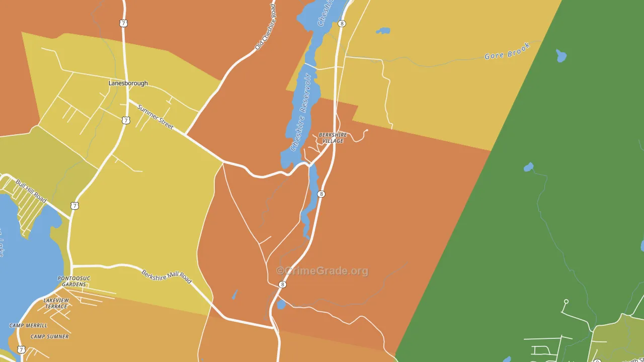Berkshire, MA Map of Vandalism Rates
