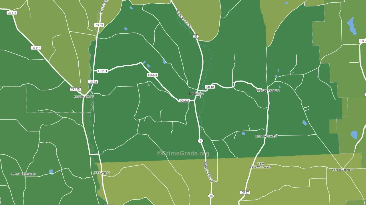 Berkshire, NY Map of Vandalism Rates