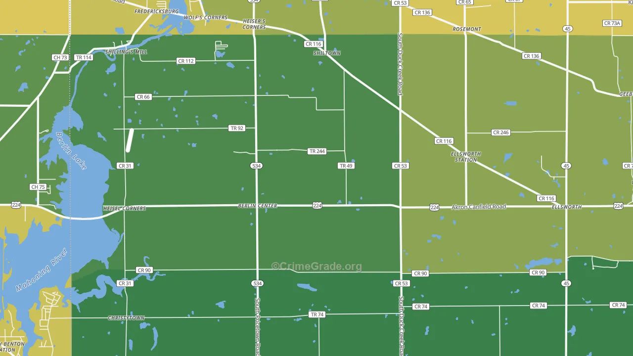 Berlin Center, OH Map of Vandalism Rates