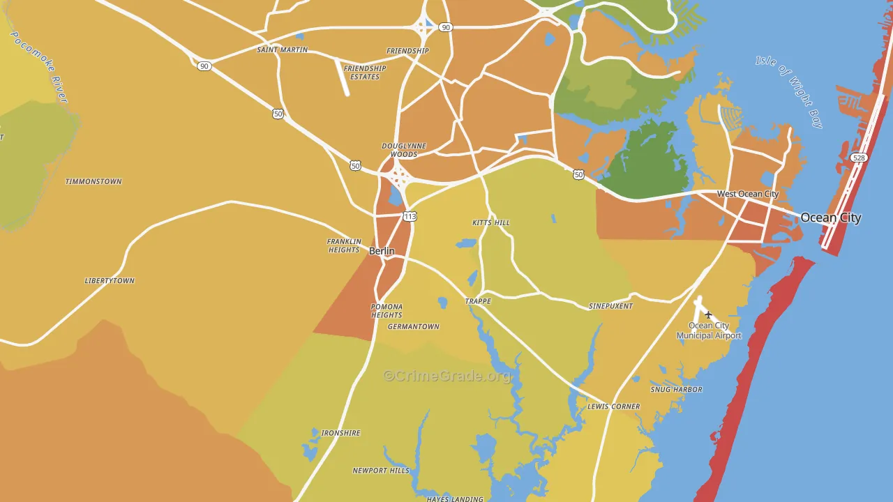Berlin, MD Map of Vandalism Rates