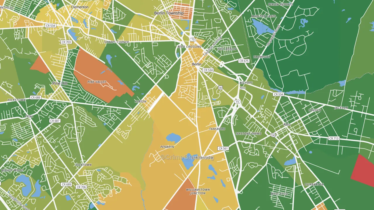 Berlin, NJ Map of Vandalism Rates
