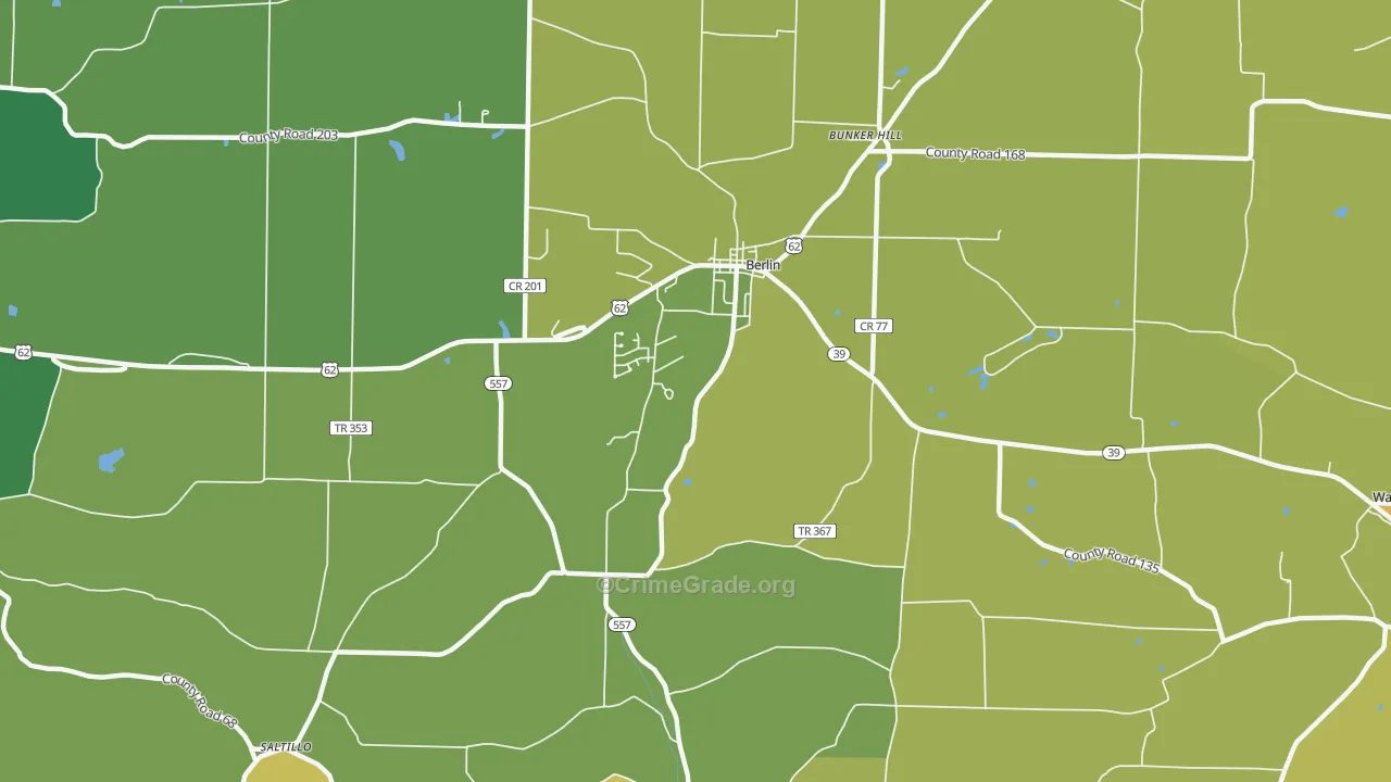 Berlin, OH Map of Vandalism Rates