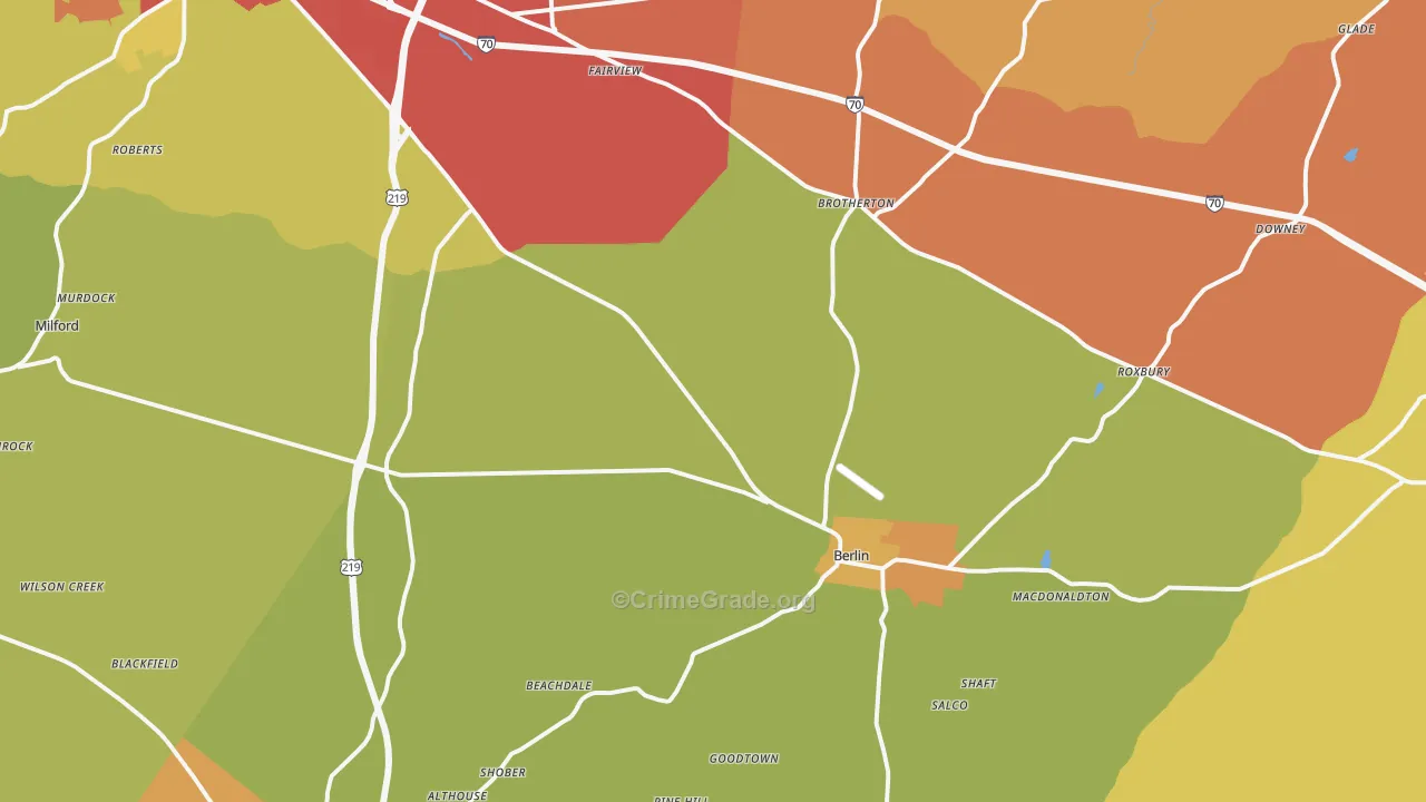 Berlin, PA Map of Vandalism Rates