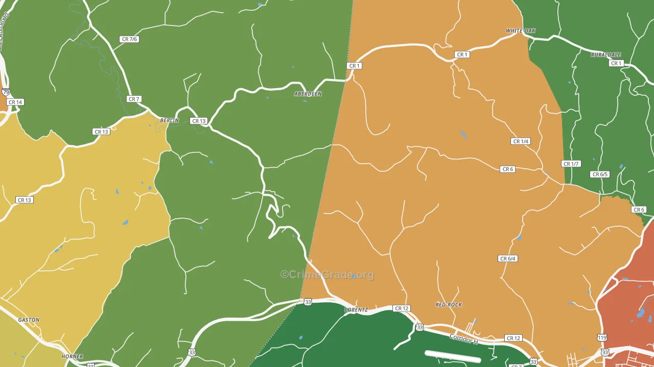 Berlin, WV Map of Vandalism Rates