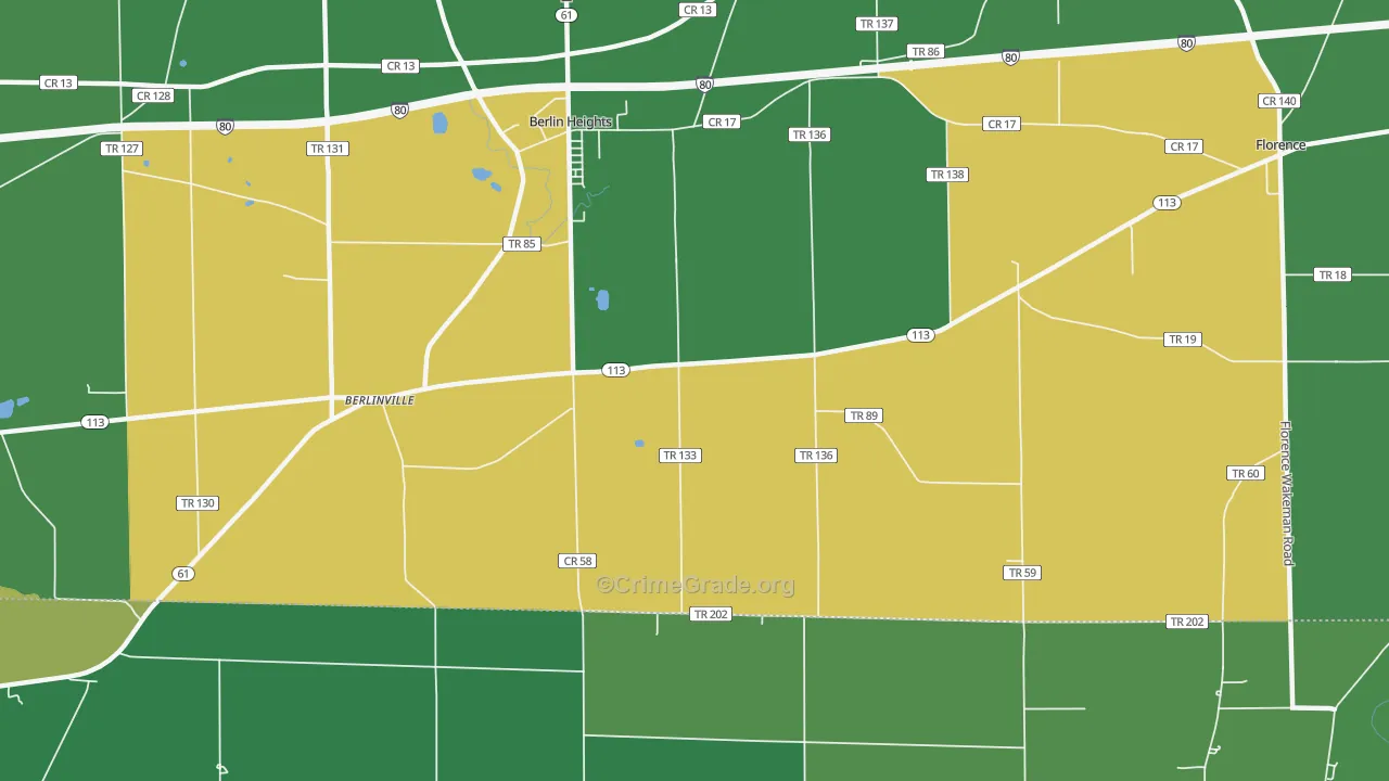 Berlinville, OH Map of Vandalism Rates