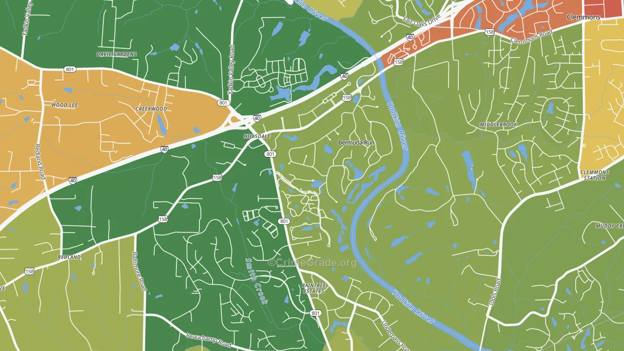 Bermuda Run, NC Map of Vandalism Rates