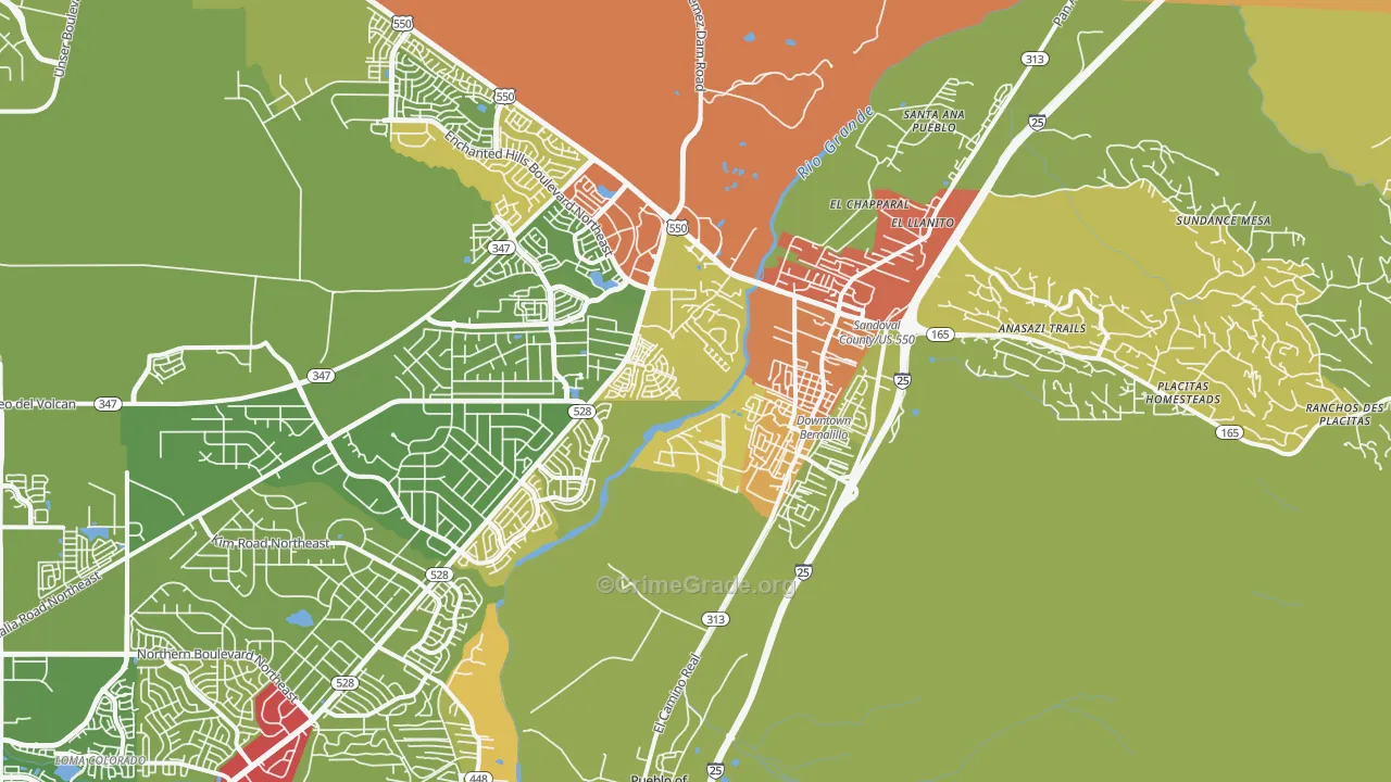 Bernalillo, NM Map of Vandalism Rates