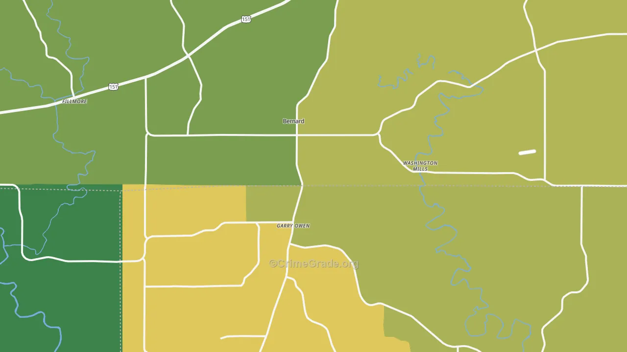 Bernard, IA Map of Vandalism Rates