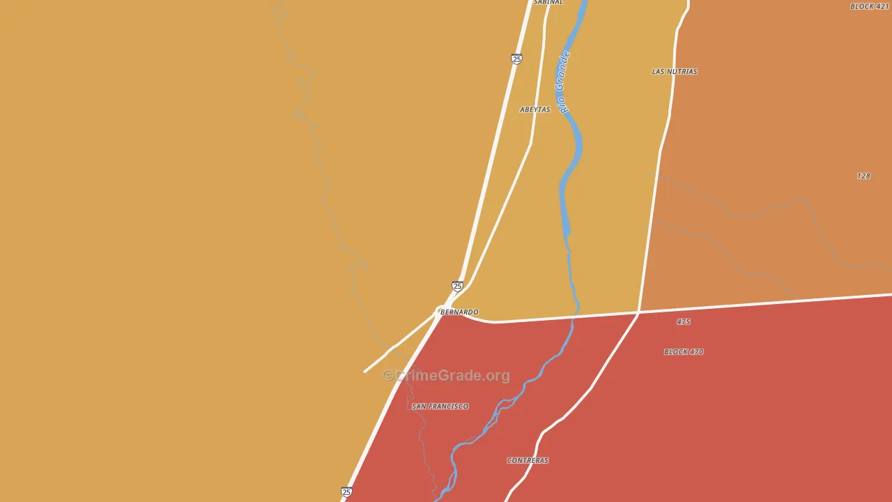 Bernardo, NM Map of Vandalism Rates