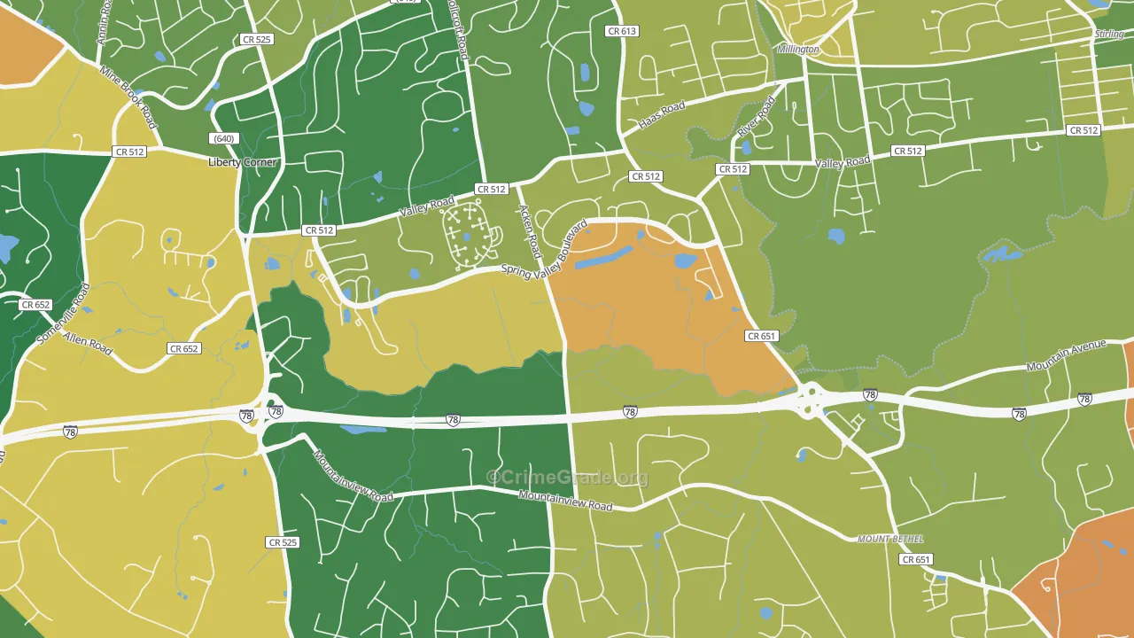 Bernards, NJ Map of Vandalism Rates